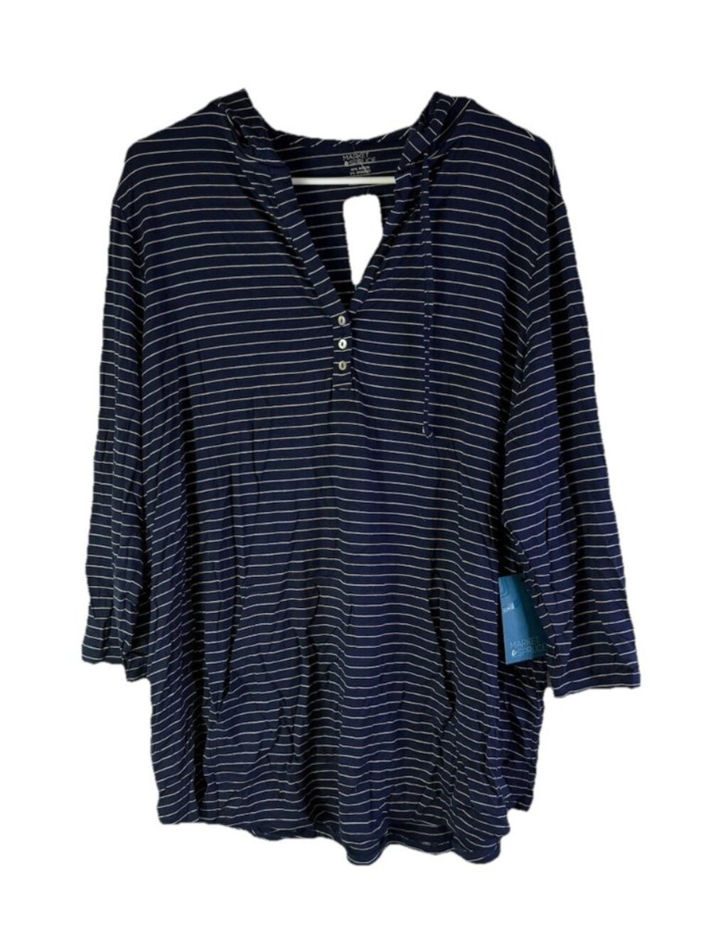 New Market & Spruce Salvatrice Shirt Top Hooded Button Roll Tab